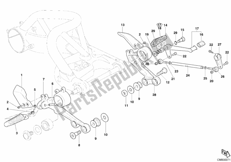 Toutes les pièces pour le Repose Pieds du Ducati Monster S2R 1000 USA 2006